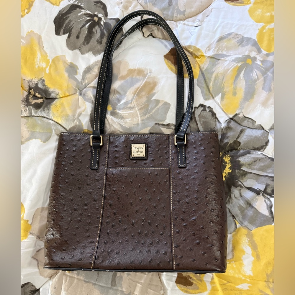 Dooney & Bourke Dark Brown Ostrich Leather Shoulder Bag